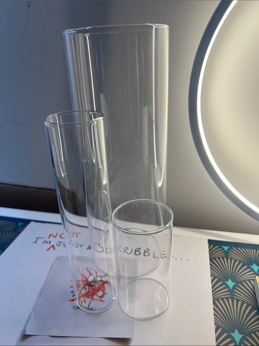 Clear Glass Cylinder Vase Set - Transparent Modern Centerpiece- 3 Vases
